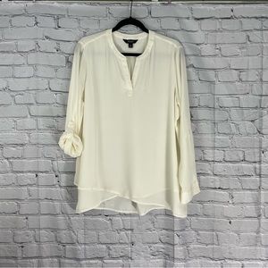 Simply Vera cross front roll tab blouse